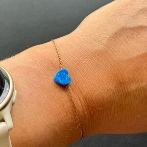 14 K Gold Bracelet with a blue opal heart 💙